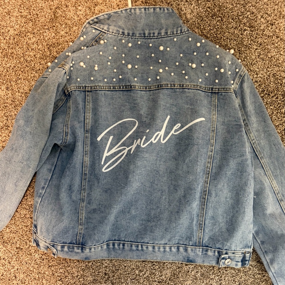 Bride Denim Jacket with Pearl Accents